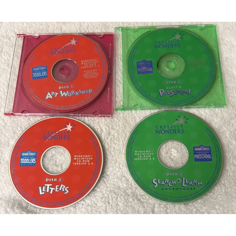Sesame Street Elmo's Preschool & Toddlers Deluxe 4 PC CD ROM HTF Creative Wonder